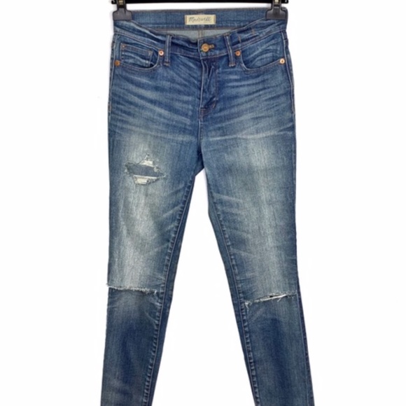 Madewell High Riser Torn Knee Skinny Jeans - Picture 2 of 5